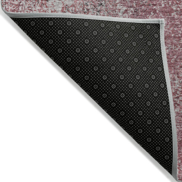 5' X 8' Merlot Silver And Gray Oriental Washable Indoor Outdoor Area Rug