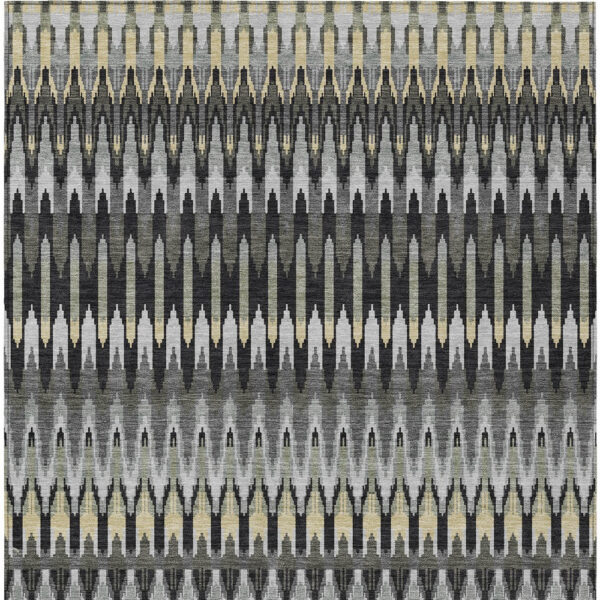 5' X 8' Charcoal Gray And Beige Southwestern Washable Indoor Outdoor Area Rug