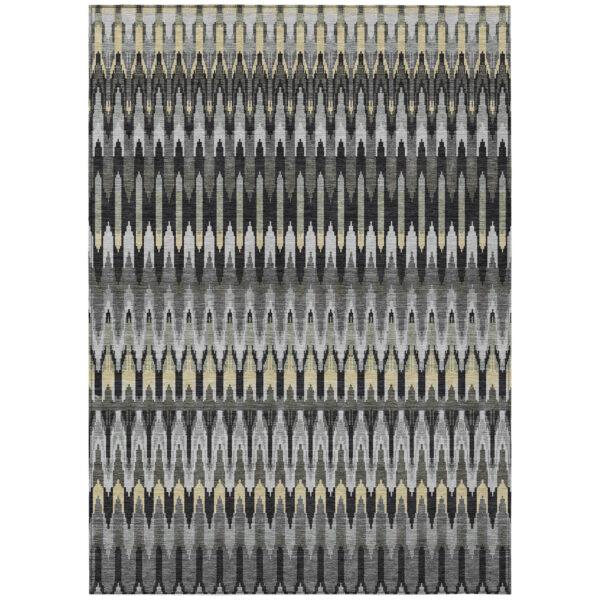 5' X 8' Charcoal Gray And Beige Southwestern Washable Indoor Outdoor Area Rug