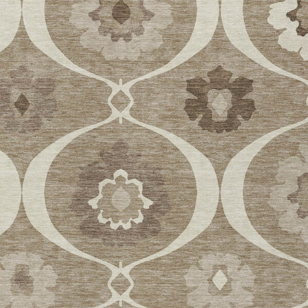 3' X 5' Taupe Brown And Ivory Medallion Washable Indoor Outdoor Area Rug