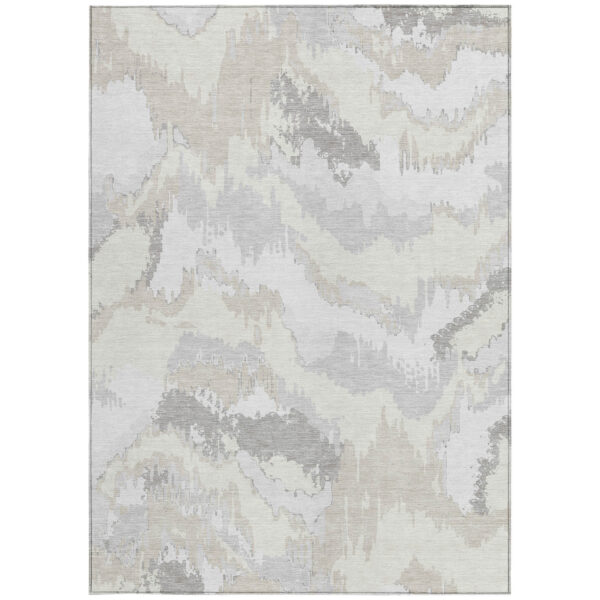 10' X 14' Ivory Beige And Cream Abstract Washable Indoor Outdoor Area Rug
