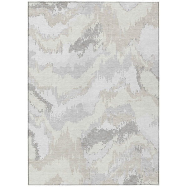 10' X 14' Ivory Beige And Cream Abstract Washable Indoor Outdoor Area Rug