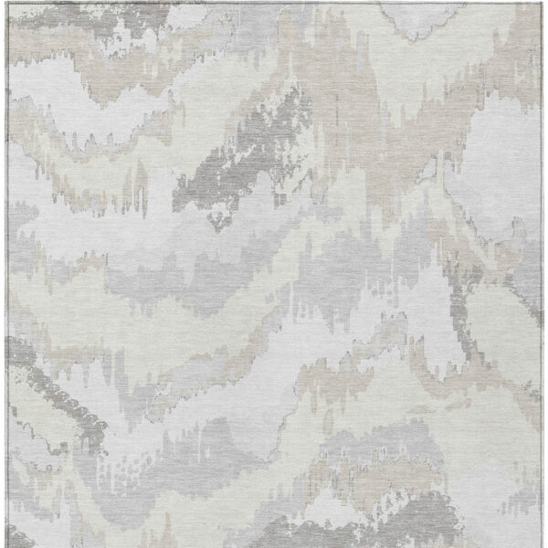 10' X 14' Ivory Beige And Cream Abstract Washable Indoor Outdoor Area Rug