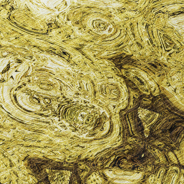 8' Gold Wheat And Chocolate Round Abstract Washable Indoor Outdoor Area Rug