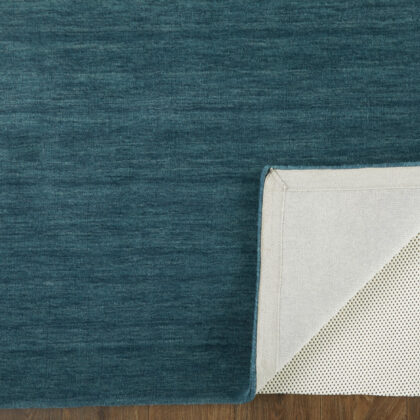 5' X 8' Blue And Green Wool Hand Woven Stain Resistant Area Rug