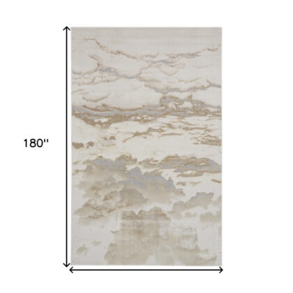 12' X 15' Ivory Tan And Gray Abstract Area Rug