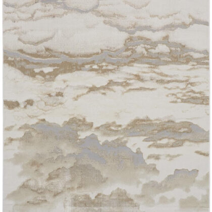 12' X 15' Ivory Tan And Gray Abstract Area Rug