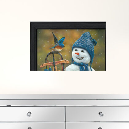 Snow Brother Snowman Black Framed Print Wall Art