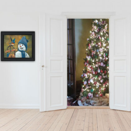 Snow Brother Snowman Black Framed Print Wall Art