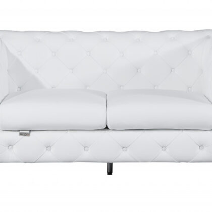 Three Piece Indoor White Italian Leather Six Person Seating Set