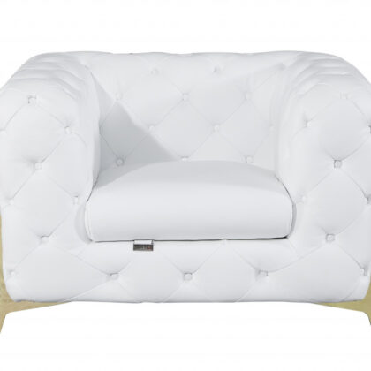 Three Piece Indoor White Italian Leather Six Person Seating Set