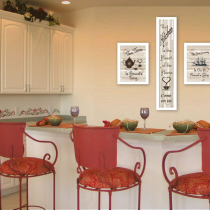Set Of Three The Kitchen Collection Ii 4 White Framed Print Kitchen Wall Art