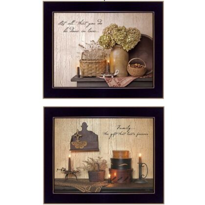 Set Of Two Keepsake Treasures Love and Family Black Framed Print Wall Art