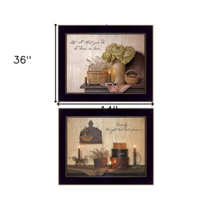 Set Of Two Keepsake Treasures Love and Family Black Framed Print Wall Art