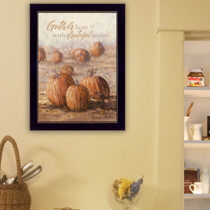 Gather Here With Grateful Hearts 3 Black Framed Print Wall Art
