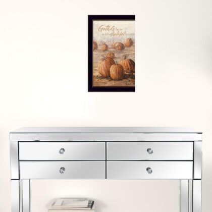 Gather Here With Grateful Hearts 3 Black Framed Print Wall Art