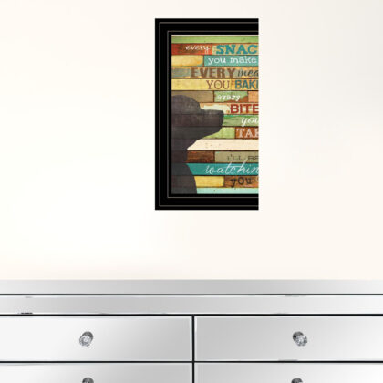 Colorful Dog Watching You Snack  Black Framed Print Wall Art