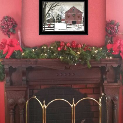Christmas Barn 2 Black Framed Print Wall Art