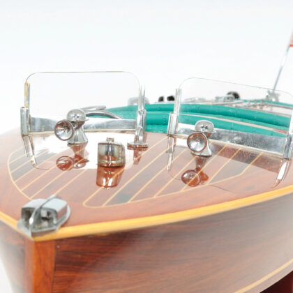 7" Wood Brown c1928 Chris Craft Triple Cockpit Medium Boat Hand Painted Decorative Boat