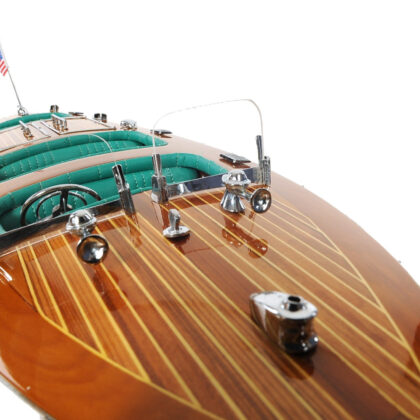 7" Wood Brown c1928 Chris Craft Triple Cockpit Medium Boat Hand Painted Decorative Boat