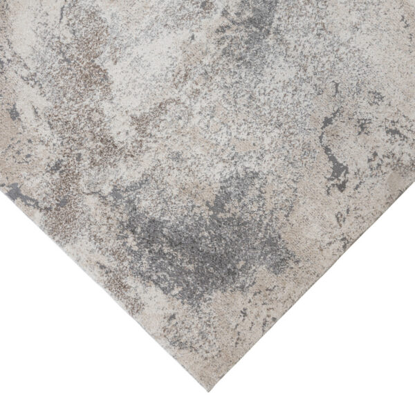 8' Gray and Beige Abstract Power Loom Runner Rug