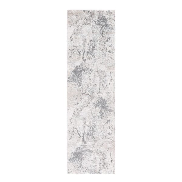 8' Gray and Beige Abstract Power Loom Runner Rug