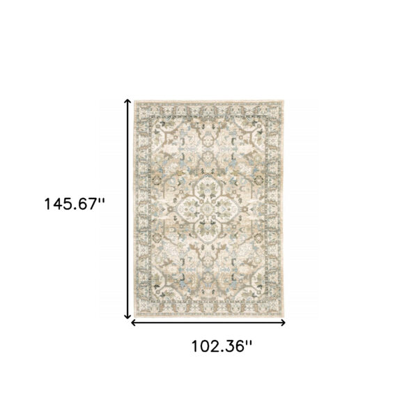 9'X12' Beige And Ivory Medallion Area Rug