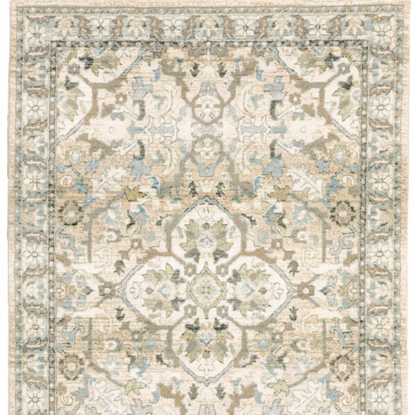 9'X12' Beige And Ivory Medallion Area Rug