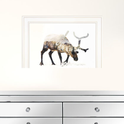 Arctic Reindeer 1 White Framed Print Wall Art