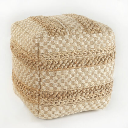 18" Tan Jute Ottoman