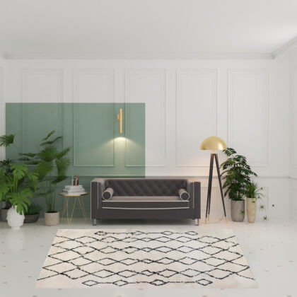7' x 9' Gray and Ivory Geometric Shag Area Rug