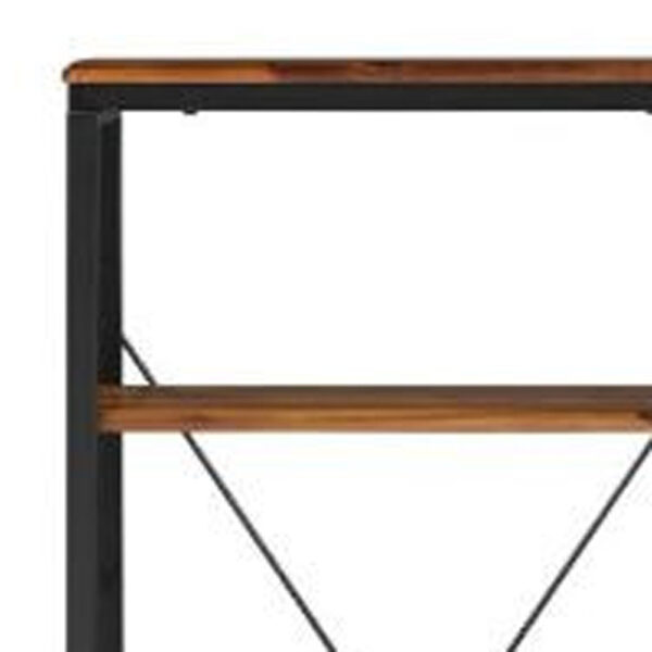 Brown And Black Metal Four Tier Etagere Bookcase