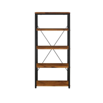 Brown And Black Metal Four Tier Etagere Bookcase