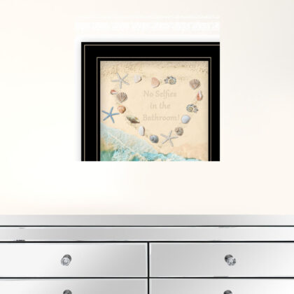 No Selfies In The Bathroom Black Framed Print Bathroom Wall Art