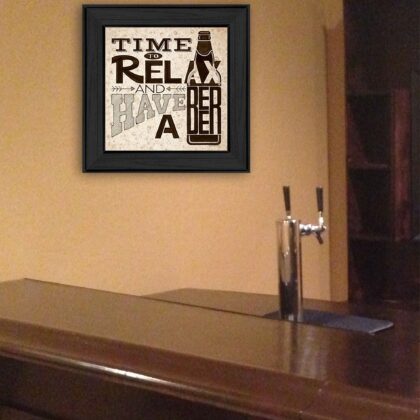 BeerTime To Relax Black Framed Print Wall Art