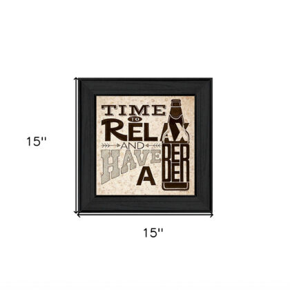 BeerTime To Relax Black Framed Print Wall Art