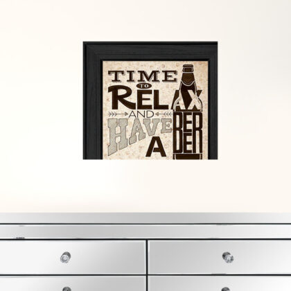 BeerTime To Relax Black Framed Print Wall Art