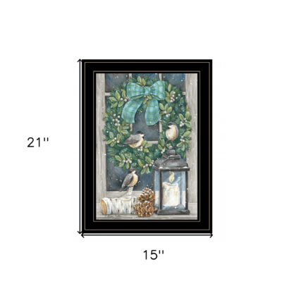 Winter Wreath 2 Black Framed Print Wall Art