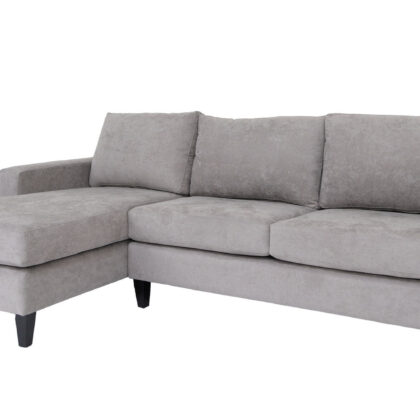 Gray Polyester Blend Stationary L Shaped Two Piece Corner Sectional