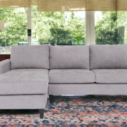 Gray Polyester Blend Stationary L Shaped Two Piece Corner Sectional