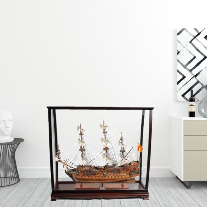 39" Wood Brown San Felipe Large Table Top Display Hand Painted Decorative Boat
