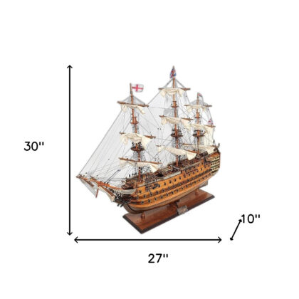 27" HMS Victory Hand Painted Ship Sculpture