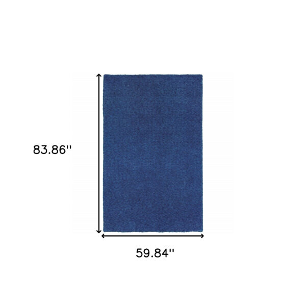 5' X 7' Deep Blue Shag Tufted Handmade Stain Resistant Area Rug