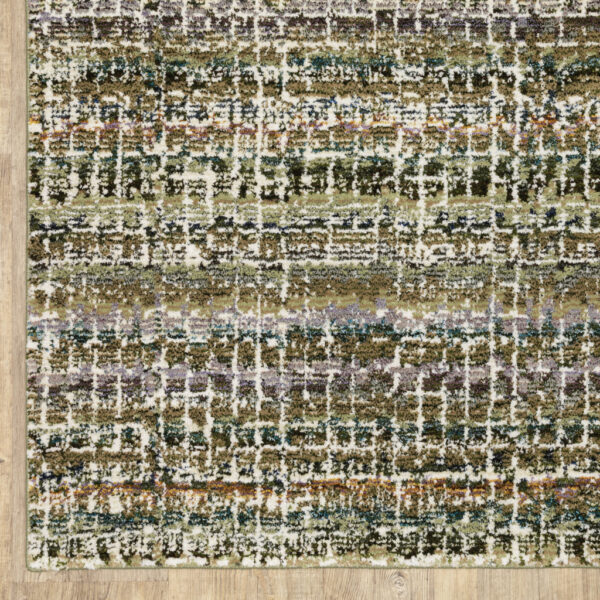 6' X 9' Green Green Grey And Purple Abstract Power Loom Stain Resistant Area Rug
