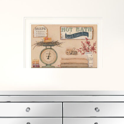 Hot Bath 16 White Framed Print Bathroom Wall Art