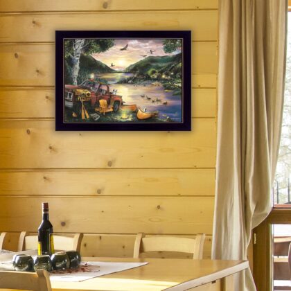 Lakefront Camping I 1 Black Framed Print Wall Art