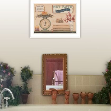 Hot Bath 16 White Framed Print Bathroom Wall Art