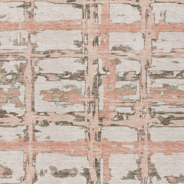 10' X 14' Pink Beige And Taupe Striped Washable Indoor Outdoor Area Rug