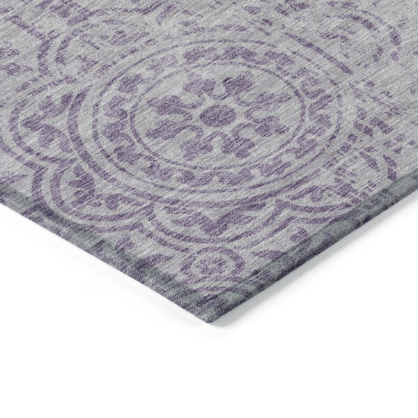 8' X 10' Lavender And Lilac Medallion Washable Indoor Outdoor Area Rug