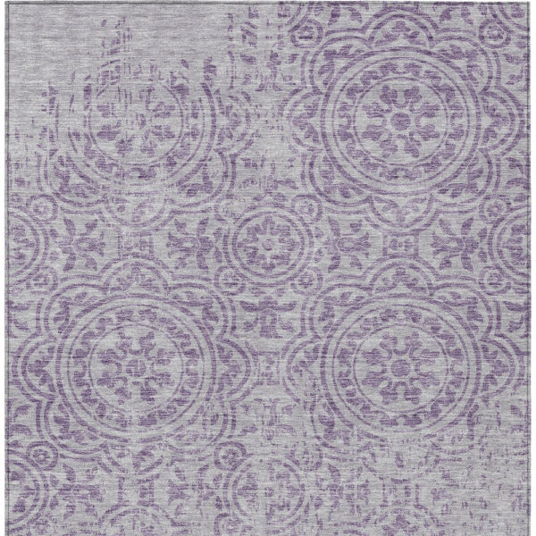 8' X 10' Lavender And Lilac Medallion Washable Indoor Outdoor Area Rug